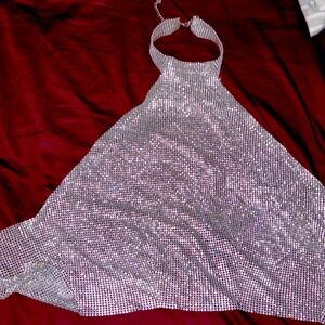 ZARA -OPEN BACK SPARKLY KNIT CROP TOP